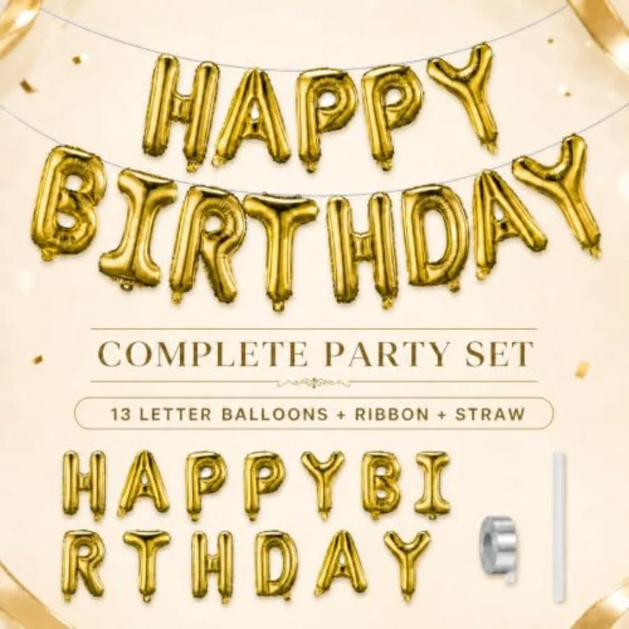 Happy Birthday Balloons Banner 16 Inch Mylar Foil Letters, Inflatable Party Decor and Birthday Decorations for Party Supplies view 5