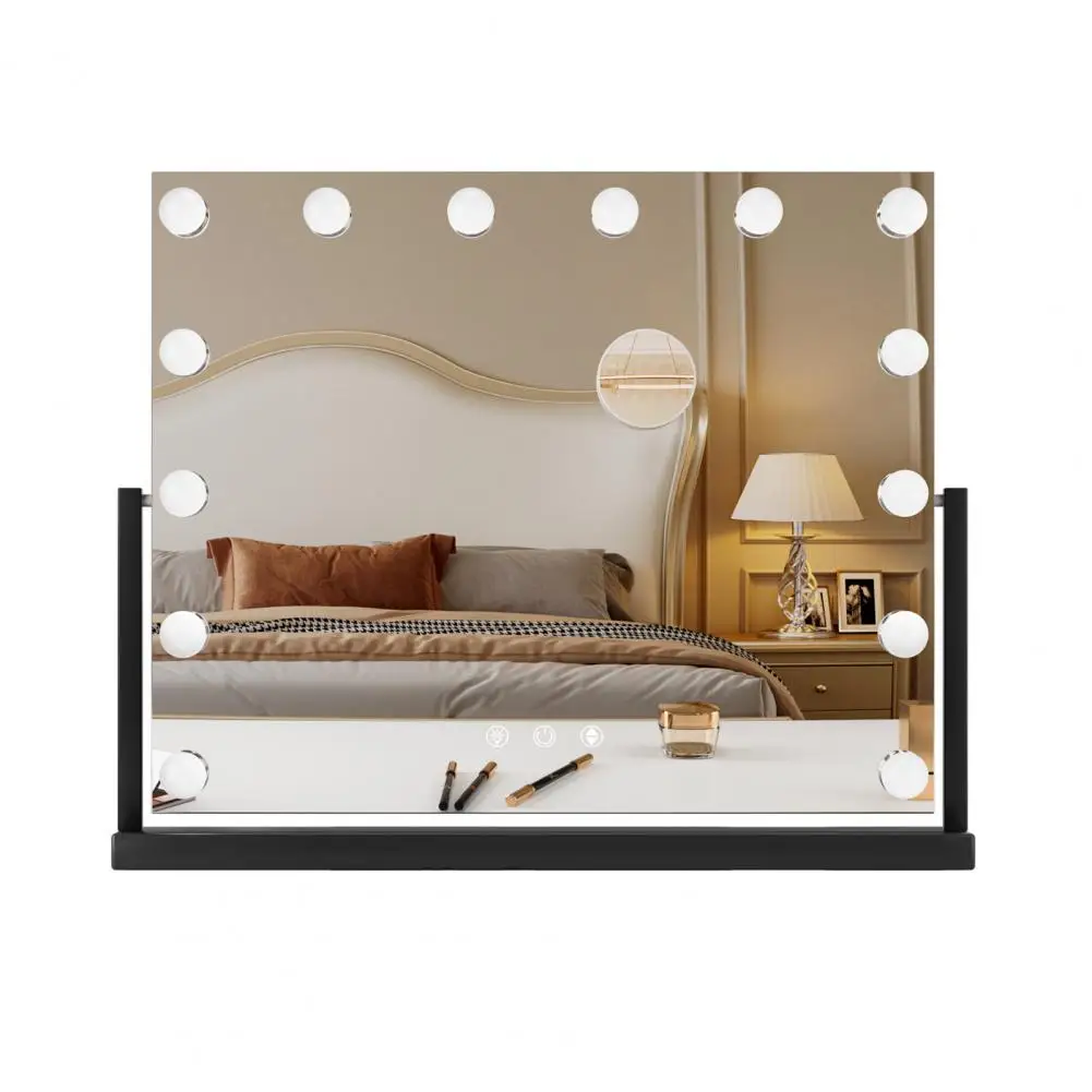 

Makeup Mirror with 14 LED Bulbs, Lighted Vanity Mirror with 3 Color Lights, 10X Zoom Magnifying, Touch Control, AC-Powered
