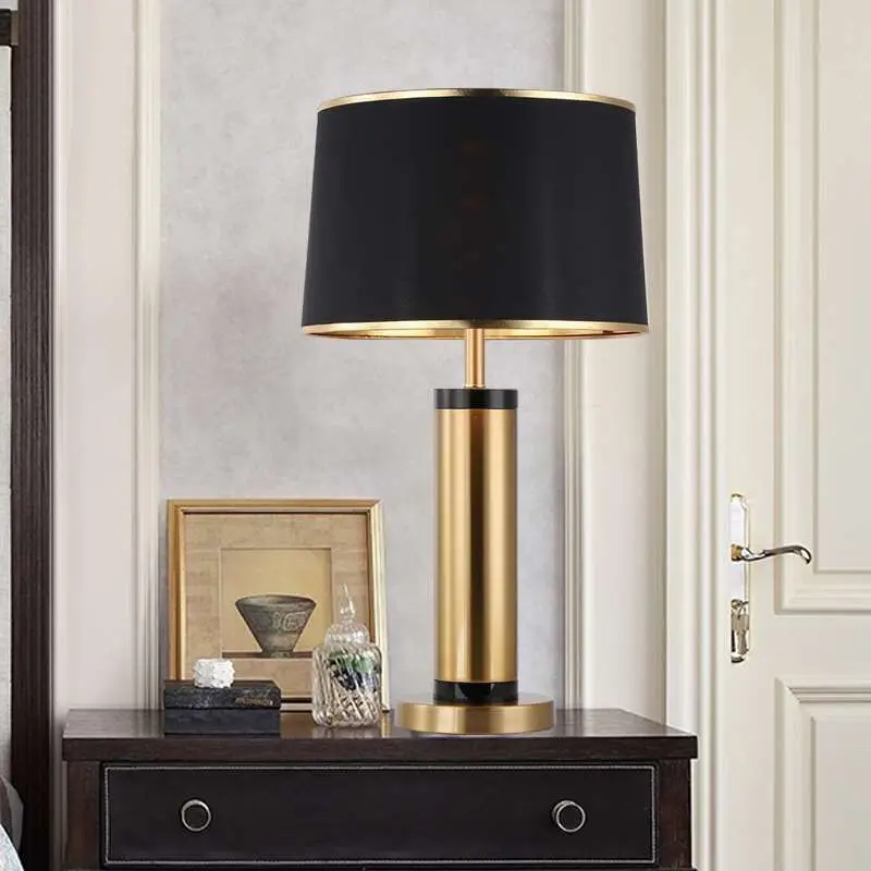 PLLY Contemporary Black Gold Table Lamp LED Vintage Creative Simple Bedside Desk Light for Home Living Room Bedroom