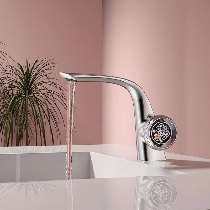 

Deck Mounted Lavatory Vanity Sink Faucet Single Handle Hot and Cold Mixer Tap Modern One Hole Bathroom Sink Faucet Chrome