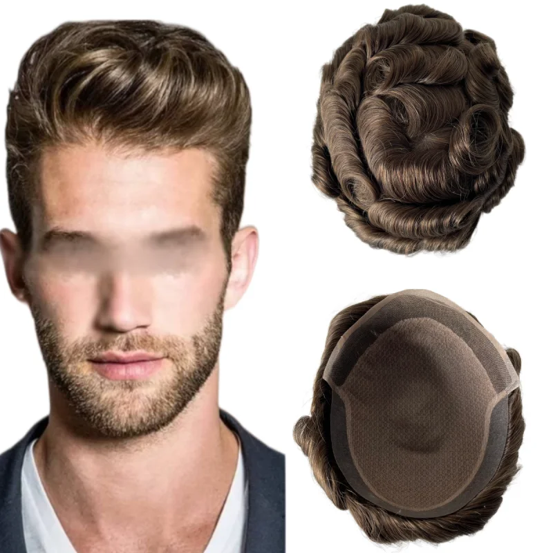 

Бразильские системы из натуральных человеческих волос, цвет: пепельный # Мужской шелковый парик-накладка 7x9 с волнистым эффектом, 32 мм, с кружевной основой