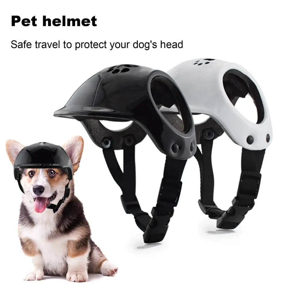 Pet Helmet With Ear Holes Dog Safe Hat Windproof Adjustable Puppy Motorcycle Helmet For Small Dog Outdoor Riding Hiking Cycling