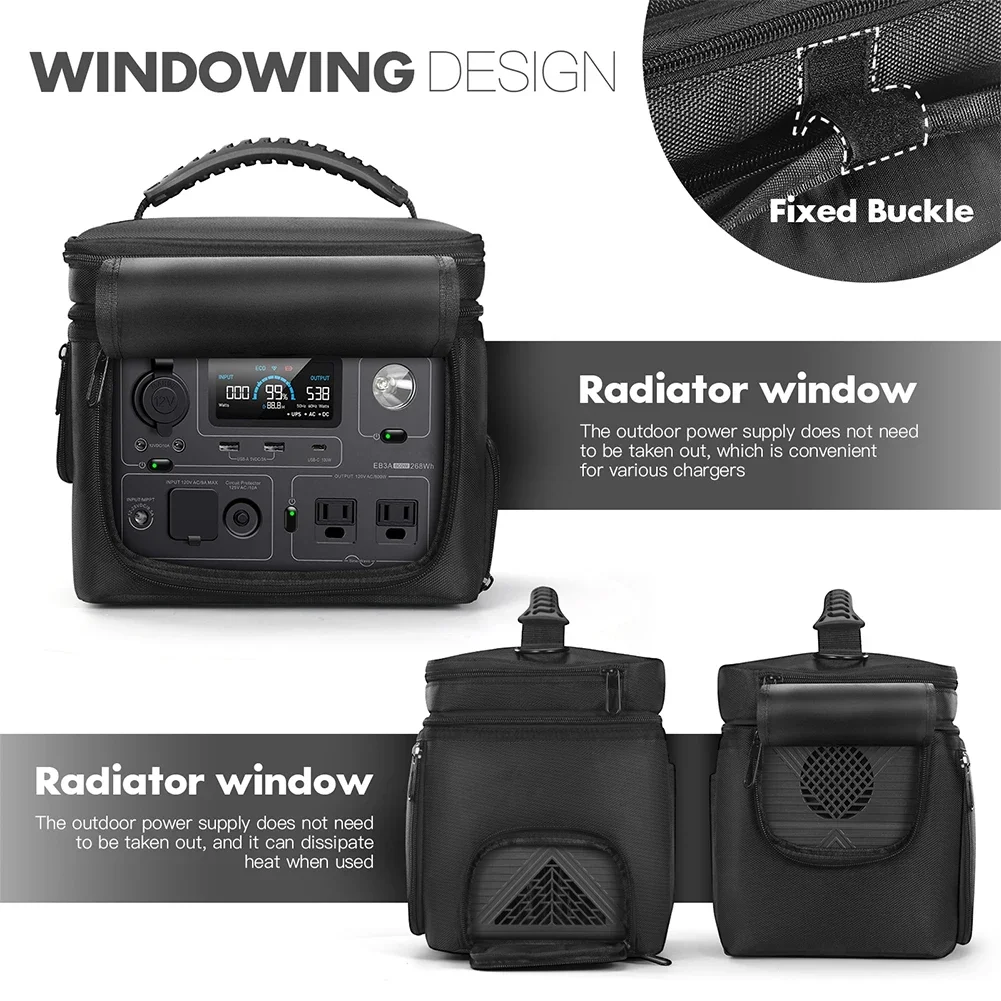 حقيبة حمل مقاومة للماء لمحطة الطاقة المحمولة BLUETTI مولد الطاقة الشمسية EB3A 268Wh LiFePO4 بطارية احتياطية حقيبة تخزين السفر