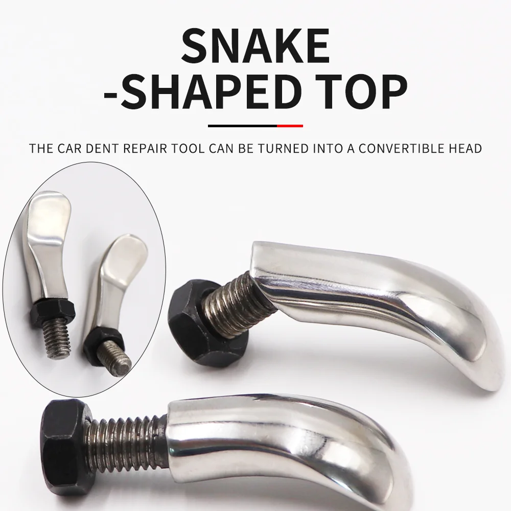 

2Pcs car dent repair tool 360° steering conversion head universal head car dent repair universal horn stainless steel material