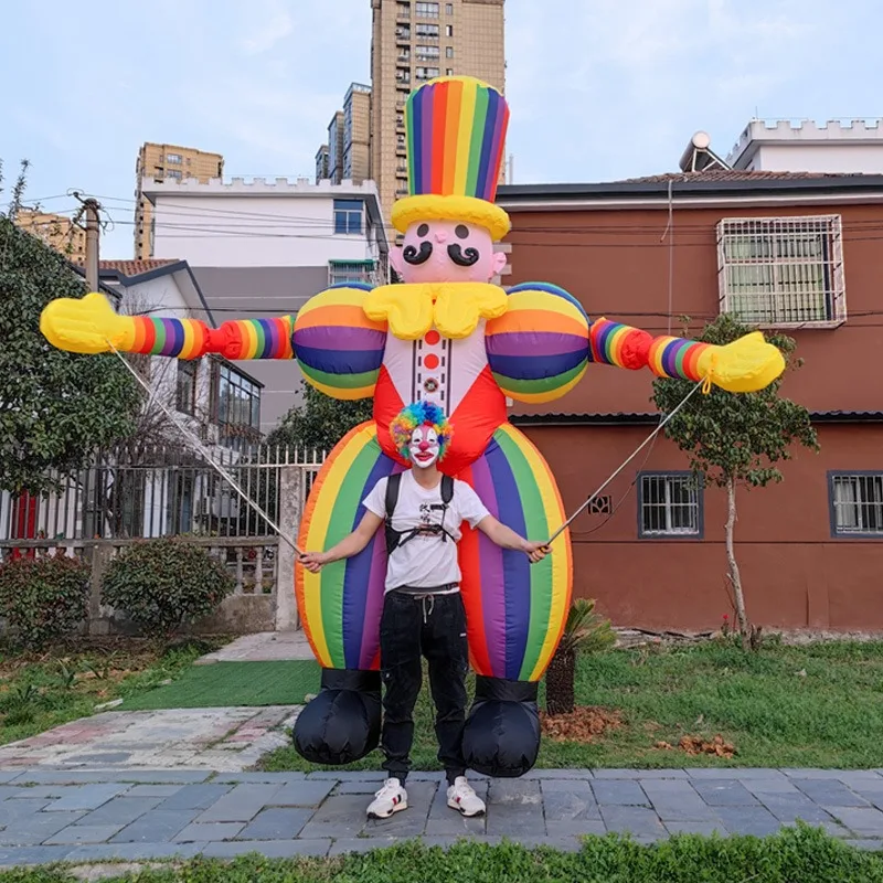3/3.5M Giant Inflatable Circus Clown Air Blow Funny Joker Creative 3D Walking Handhold Performance Puppet for Event Advertising