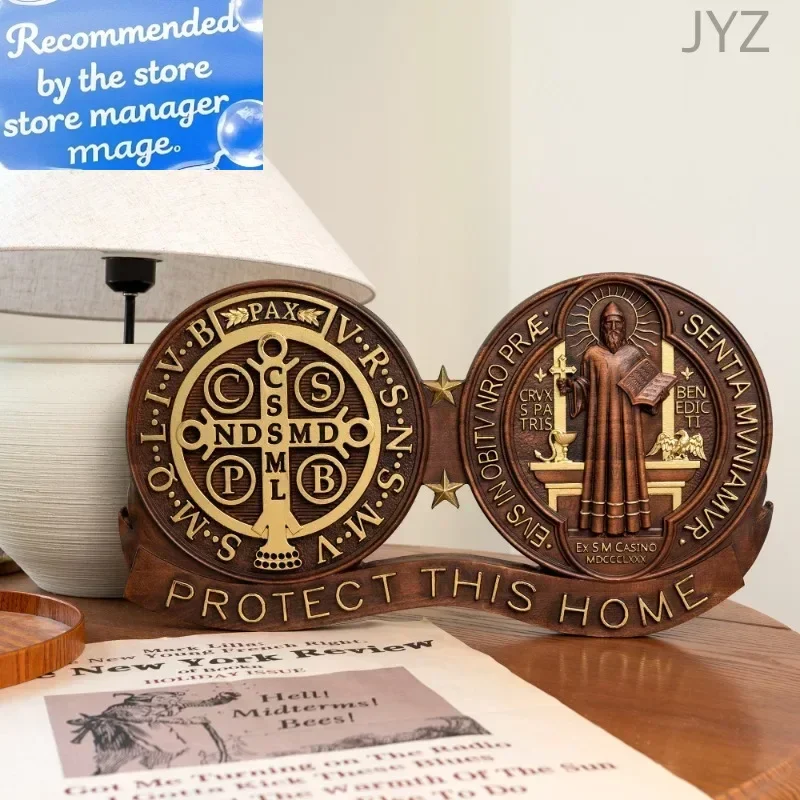 

Religious St. Benedict Catholic Wooden Decorations Exorcisms Family Protection Medal Ornaments