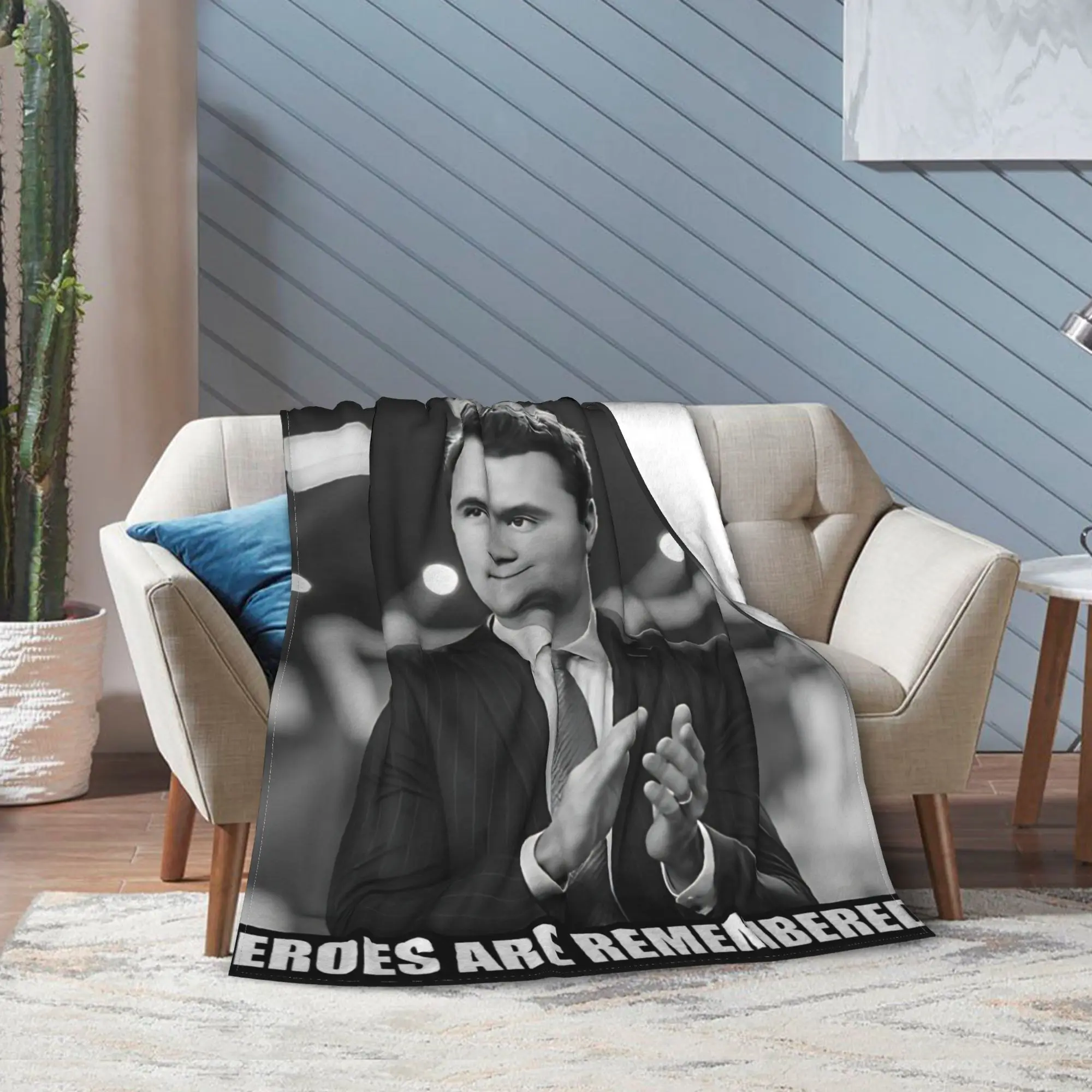 Charlie Kirk Freedom Signature Blanket Multiple Sizes Super Soft and Warm A True Patriot Throw Blankets for Sofa Couch and Bed