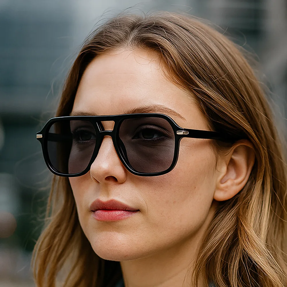 New Oversized Pilot Sunglasses Women Fashion Luxury Big Frame Square Gradient Sun Glasses Retro Classic Thick Shades