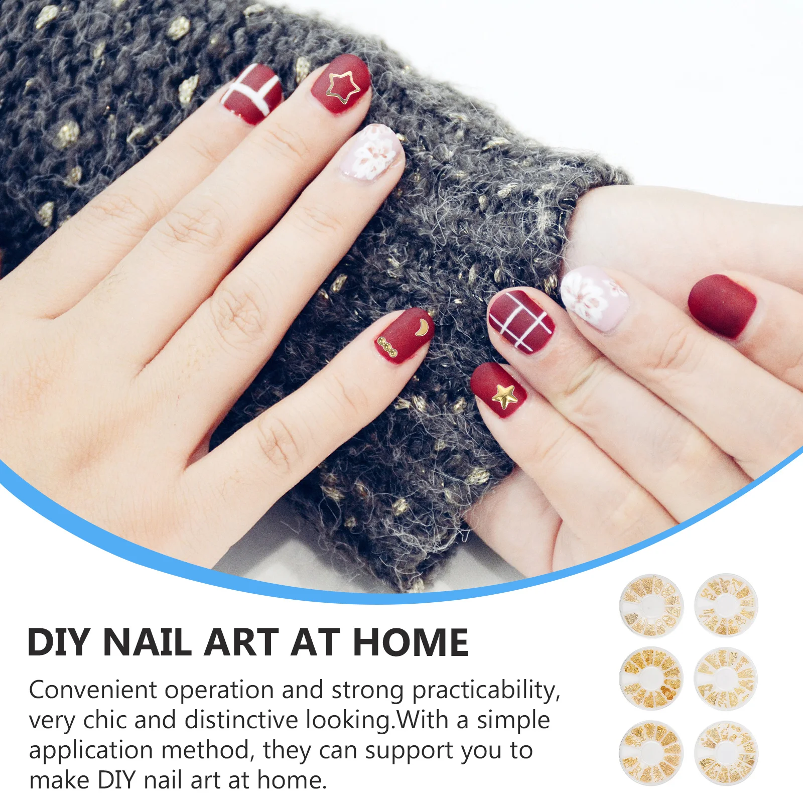 

6pcs Star Moon Nail Studs Decor Alloy Diy Manicure Art Accessories For Home Salon Use Nail Charms Decorative Tips