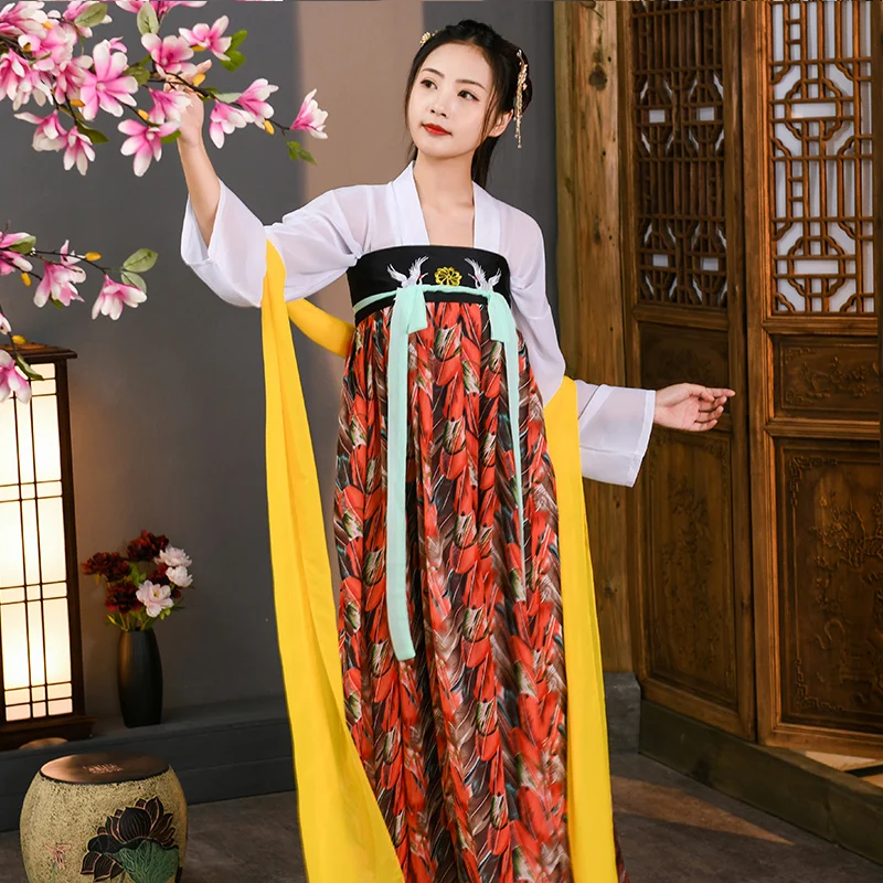 Original Hanfu Chinese Trend Chiffon Embroidery Skirt Full Set Casual Daily Performance Chest Length Ru Dress Ancient Clothes