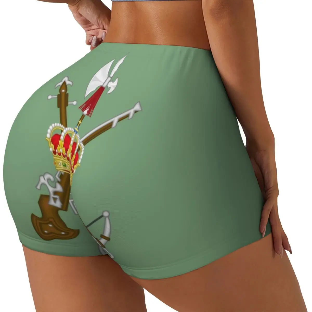 Custom Spanish Legion Gym Running Volleyball Shorts for Women Spain Army Military Workout Yoga Shorts