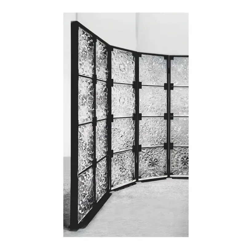 300X300mm crystal glass tile partition board, partition board with colored tile glass panel, with black silver gold steel