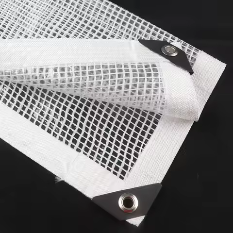Thickness 0.3mm Transparent Grid Tarp Curtain Outdoor Pergola Clear Rainproof Cloth Greenhouse Succulent Plant Keep Warm Cover