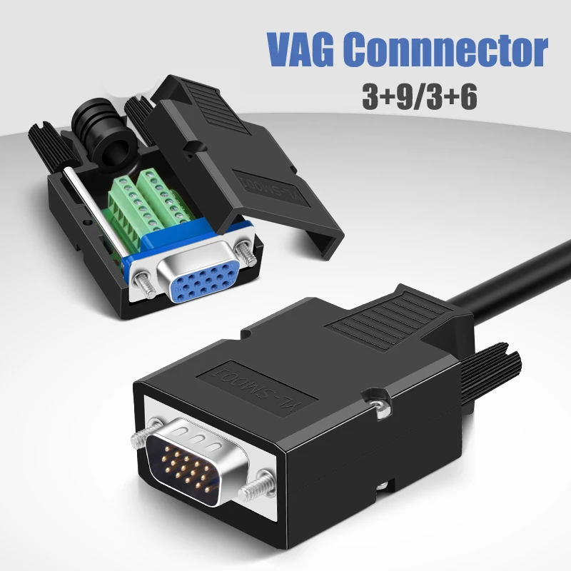 VGA Solderless Connector 15Pin 2+6/3+9 Breakout Terminal Joint Weld-Free DB15 3-row Male Female Computer Monitor Projector Plug