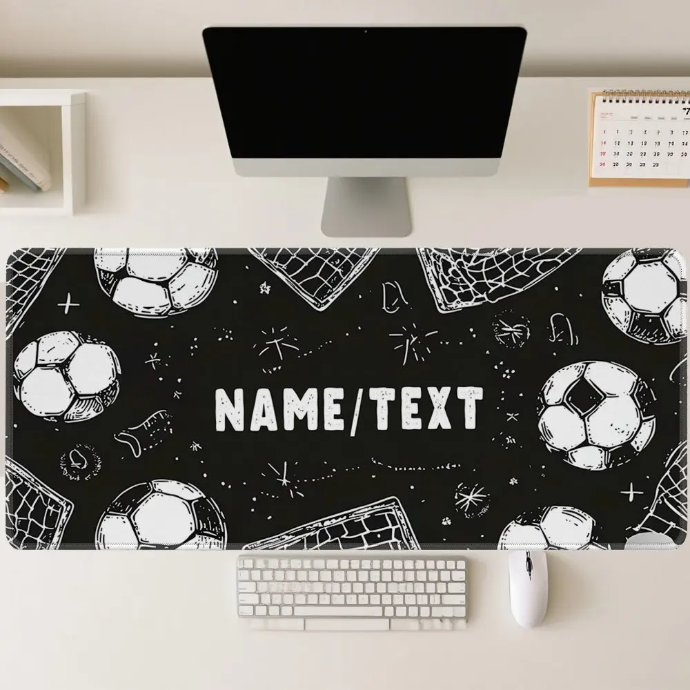 

Custom Name Soccer Sketch Extended Desk Mat, Personalized Football Large Mouse Pad, Soccer Fan Desk Decor