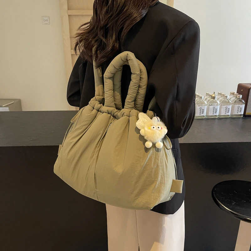 Puffer Tote Bag Lightweight Puffy Handbag Large Capacity Hobo Bag Pillow Shopper Bag for Women Work Shopping Travel