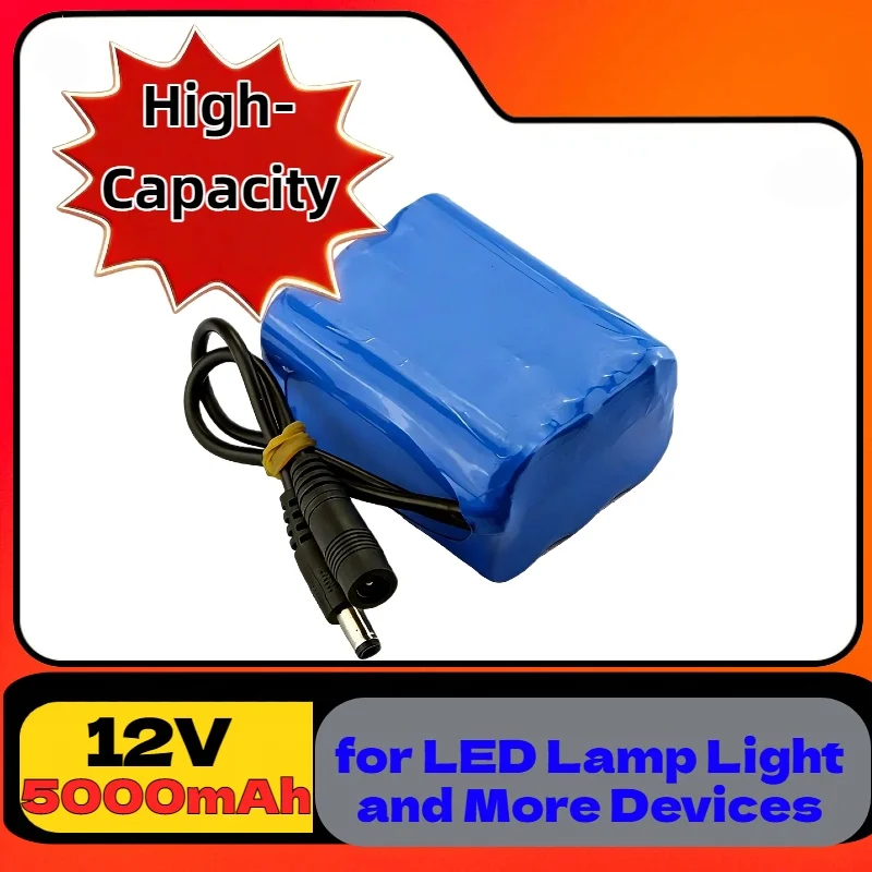 

12V 5000mAh High-Capacity Rechargeable Battery – New Portable 3S2P Li-Ion Pack with Charger for LED Lamp Light Backup Power Etc