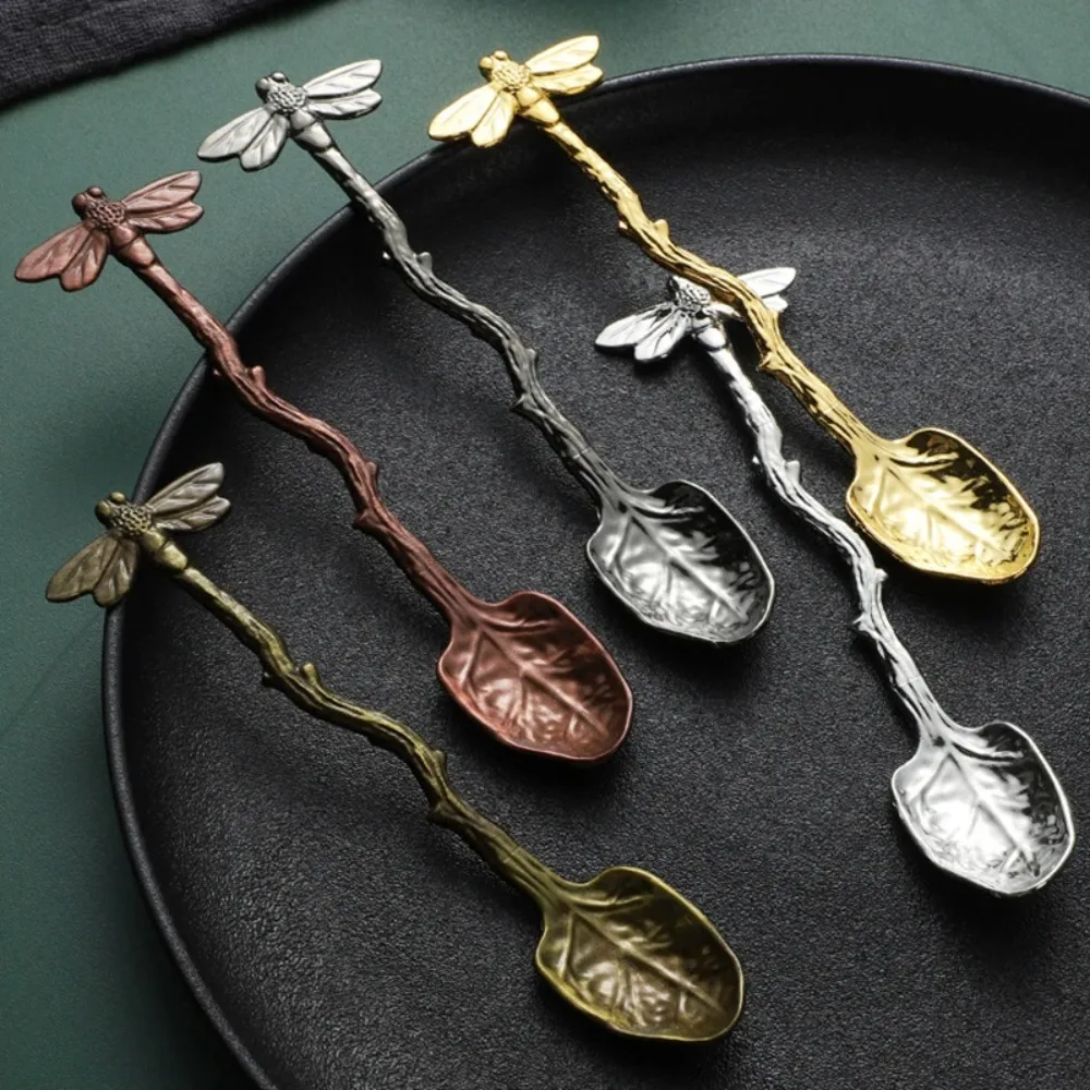 

Vintage Twig Design Dessert Spoon Zinc Alloy Dragonfly Coffee Spoon Tableware