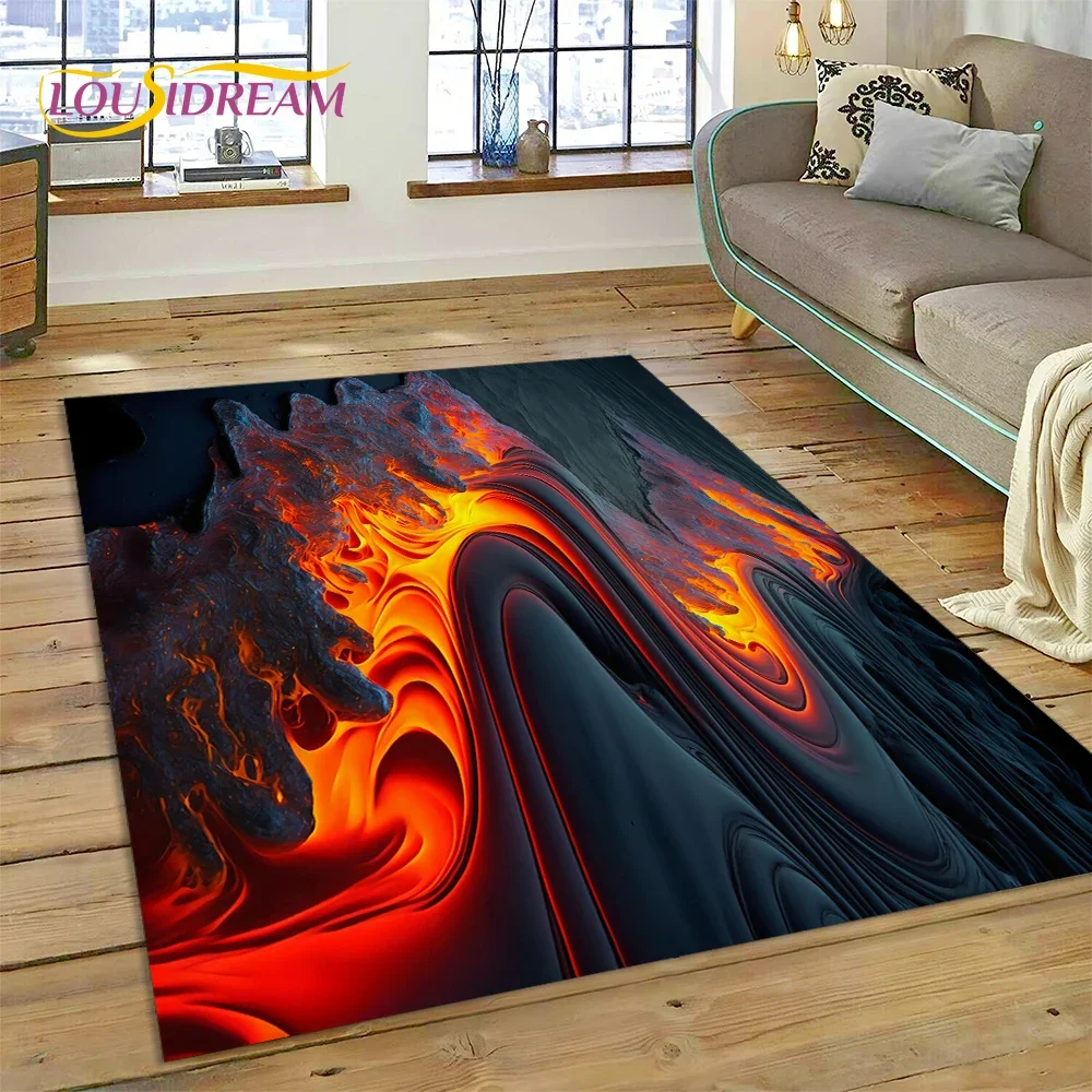 

3D Volcano Lava Magma Carpet Rug for Bedroom Living Room Home Sofa Decoration,Children Game Large Decor Floor Mat Non-slip Gift