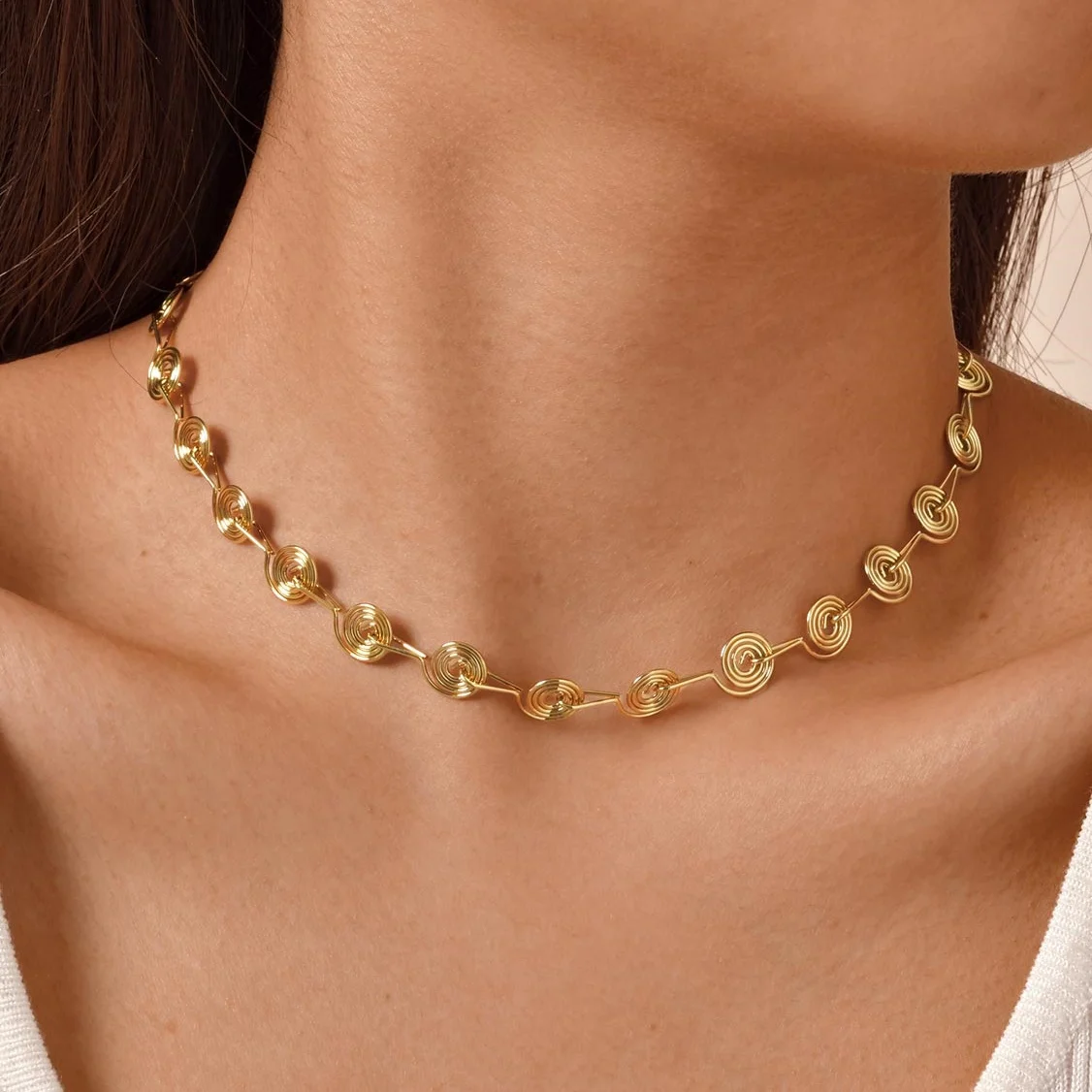 Multi Thread Stainless Steel Geometric Women's Necklace Charm Gold Plated Exquisite Necklace Waterproof Jewelry Gift Birthday