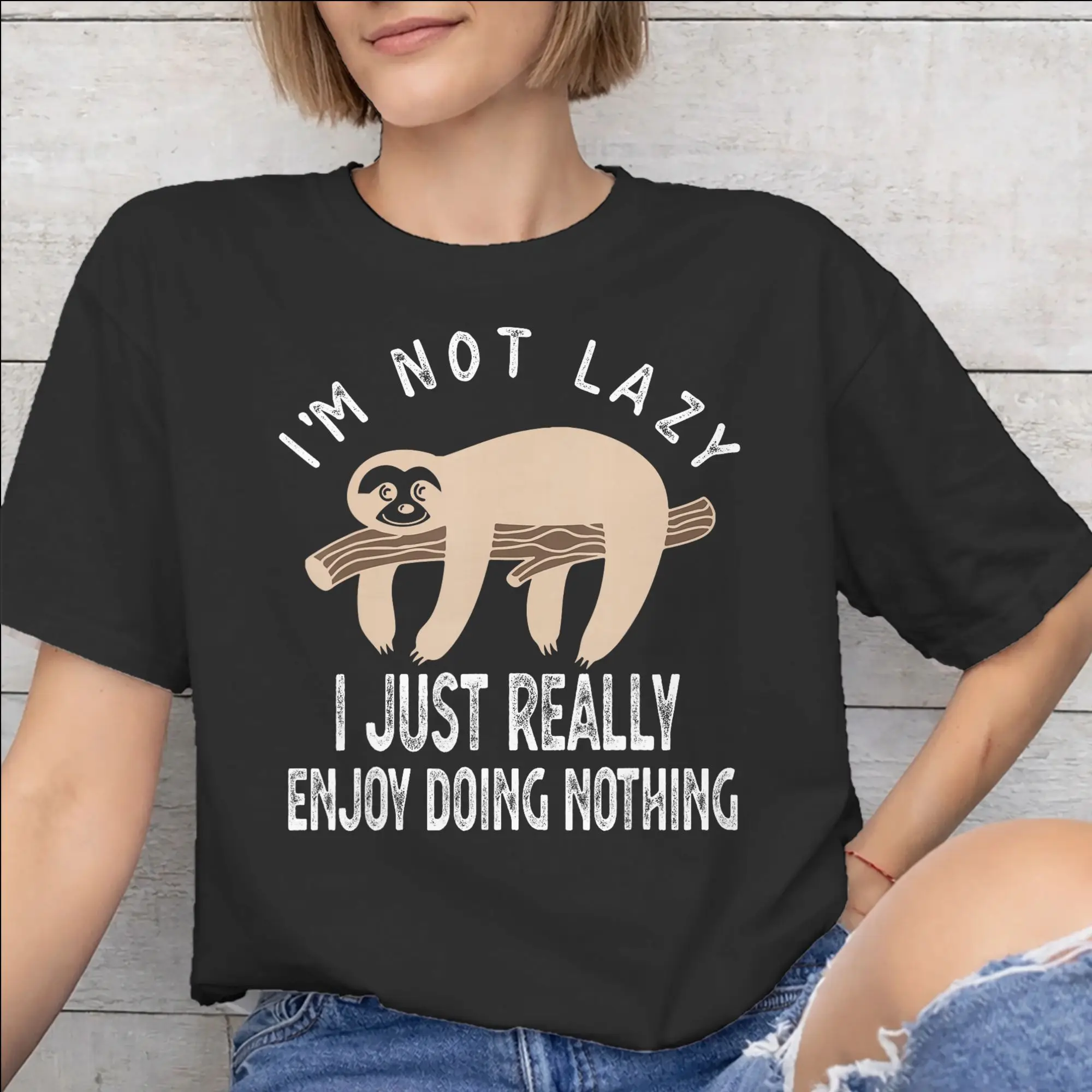 Graphic Printing I'm Not Lazy I Just Really Enjoy Doing Nothing T Shirt For Unisex  100% Cotton Tee Shirt Short Sleeve Clothes