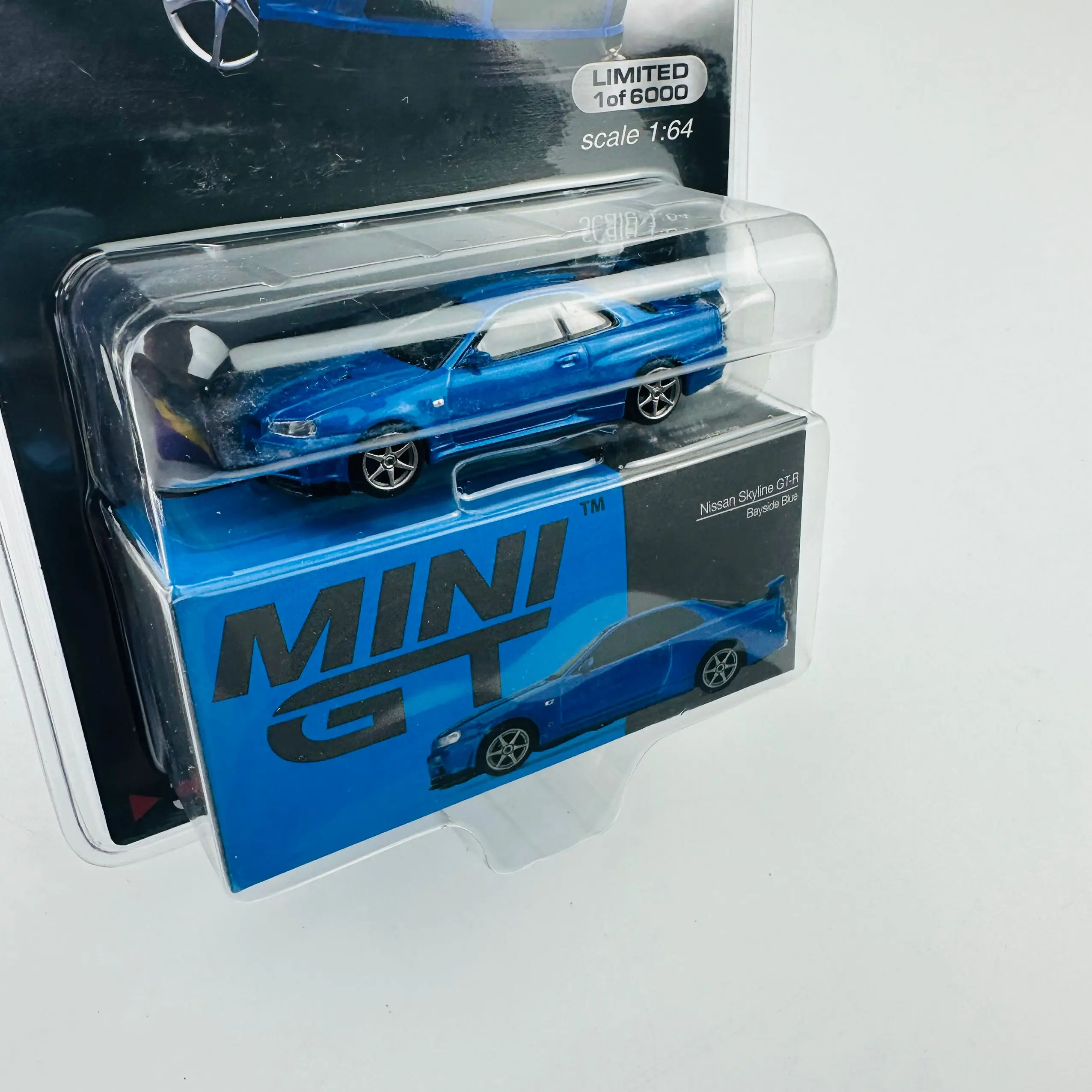 TSM Mini Gt 1/64 Minigt 341 Nissan Skyline GT-R (R34) V-Spec II Bayside Blue MJ Die-cast Alloy Car Model Collection