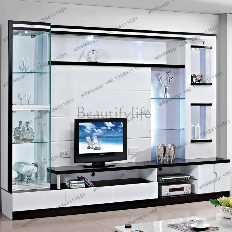 zj  Integral TV wall cabinet integrated living room combination TV simple modern wine cabinet combination TV background cabinet