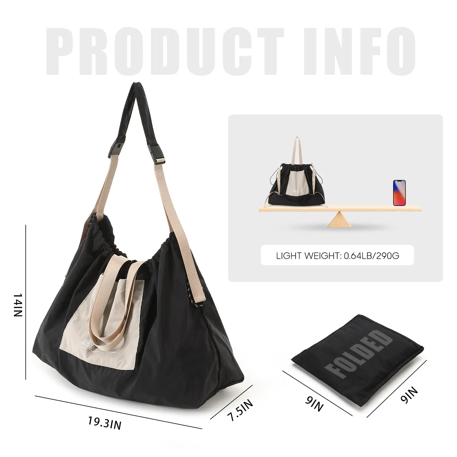 OCEGEAR Large Capacity Tote Bag Travel Portable Drawstring Belt Shoulder Bag Men Gym Sport Crossbody Bags Multifunction Handbag