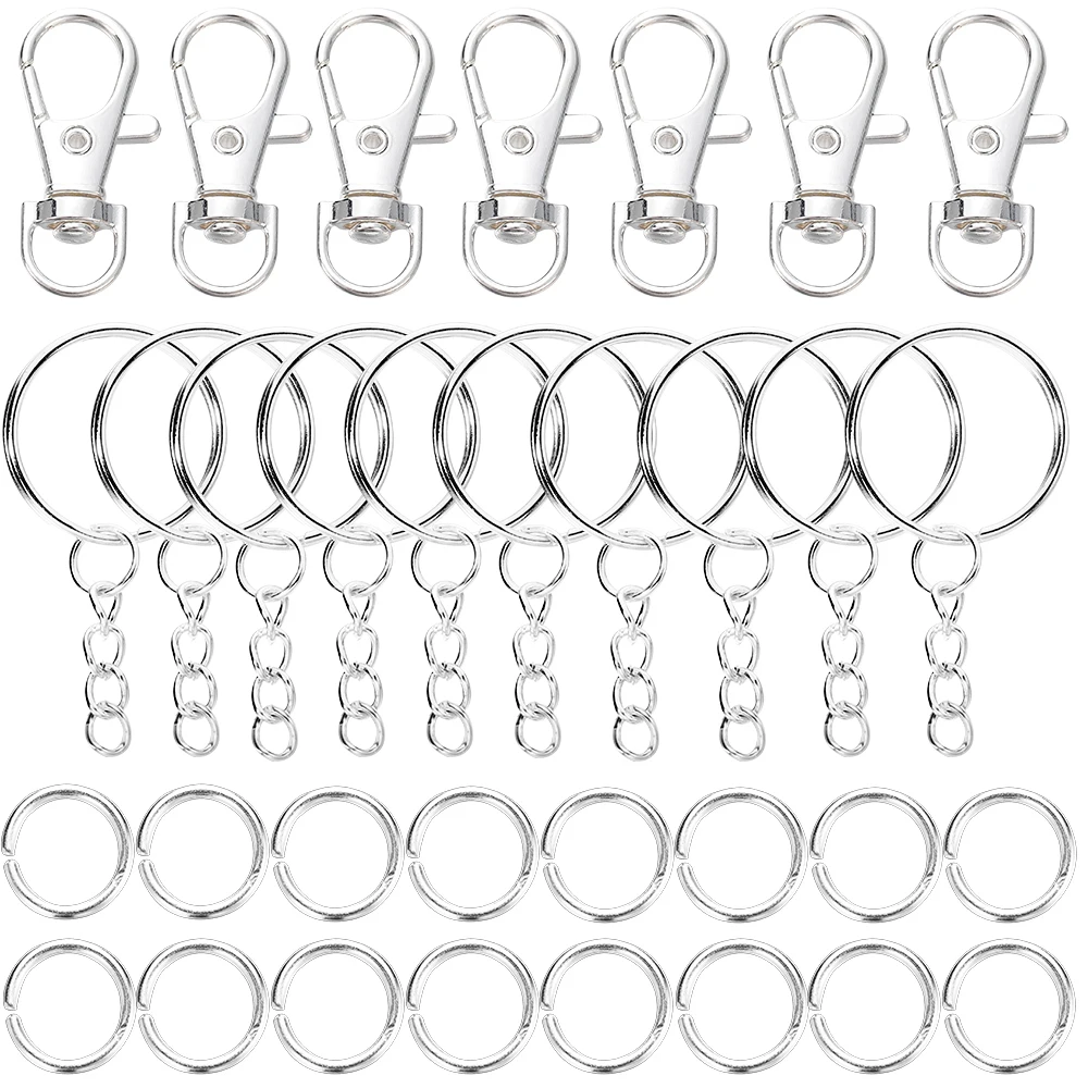 70 stks/partij Swivel Karabijnhaak Sleutelhangers met Ketting Ringetjes Connectors voor DIY Sleutelhanger Lanyard Sieraden Maken Accessoires Kits