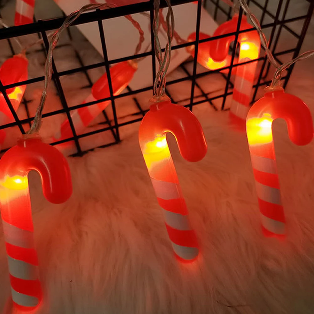 20 Pcs y Cane Shaped LED String Lights Outdoor Lights Cane Decors Warm Colorful Christmas Party Layout Prop Home Festival