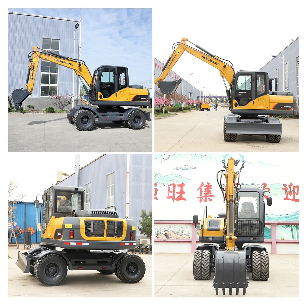 Free Shipping Wheel Excavator Mini Digger Multifunction EPA CE 7T 8Ton Medium Large Earth-Moving Excavator Factory Customization