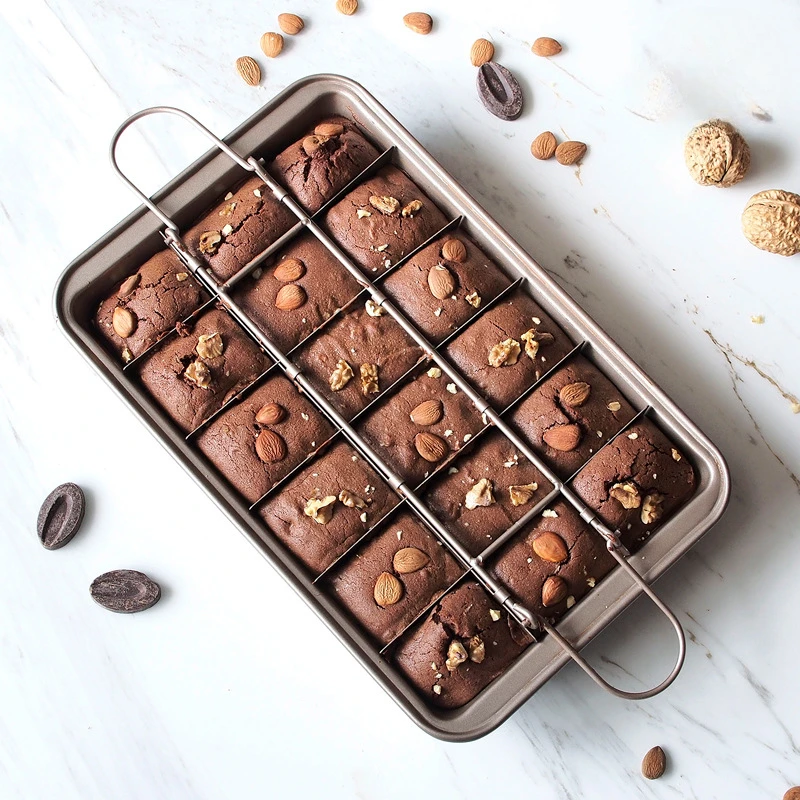 Brownie Antihaft-Kuchentellerform, quadratisches Backblech, Brotbackwerkzeug, verdickter, fester Boden, Brownie-Pfanne