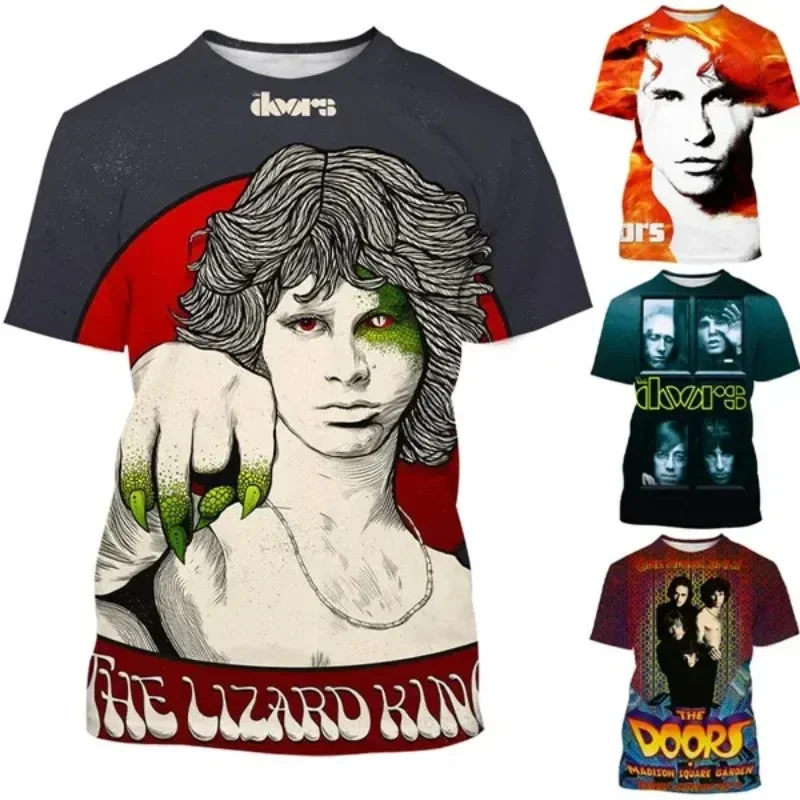 

The Doors JIM MORRISON 3D Men's Casual Hip Hop Printed T-shirt Summer Fashion Band Short Sleeve Cosplay Men's Clothing