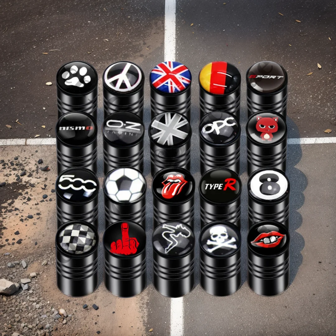 4Pcs/Set New Metal Logo Car Wheel Tire Valve Caps Covers Auto Parts Universal For Cars Truck Bicycles Motorcycles Accessories