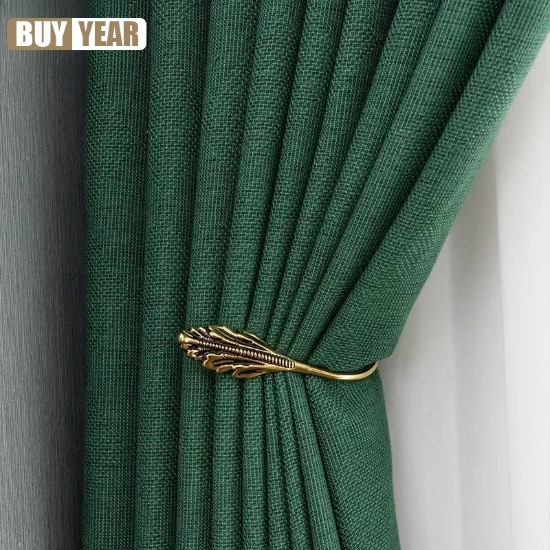 

New Modern Simple Dark Green Curtains for Living Room Bedroom Window Thickened Blackout Cloth Decor White Tulle Fabric Custom