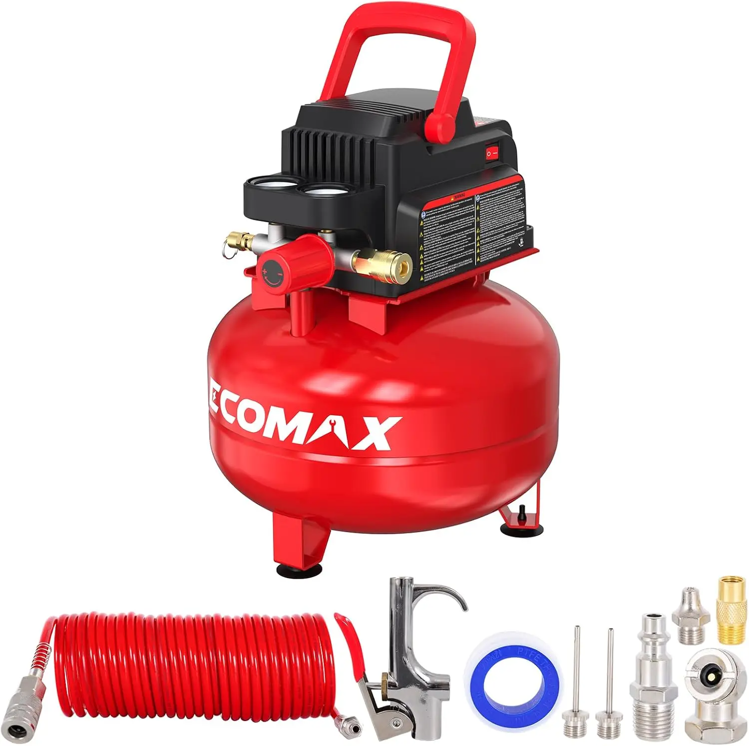 

Air Compressor 3 Gallon 110 PSI Pancake Portable Oil-free Tank with 11 PCS Accessories Kit