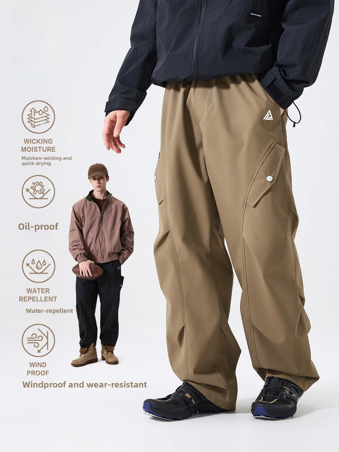 LAZY DAY Outdoor Three-Proof Water-Resistant Soft  Climbing Pants Men's Autumn Winter Wear-Resistant Straight Leg Workwe...
