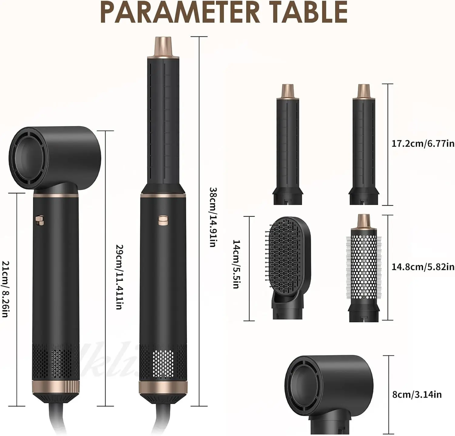 Brosse sèche-cheveux 5 en 1, ensemble de brosses pour sèche-cheveux à ions négatifs, mise à niveau de la brosse à Air chaud, rouleau à friser, fer à friser