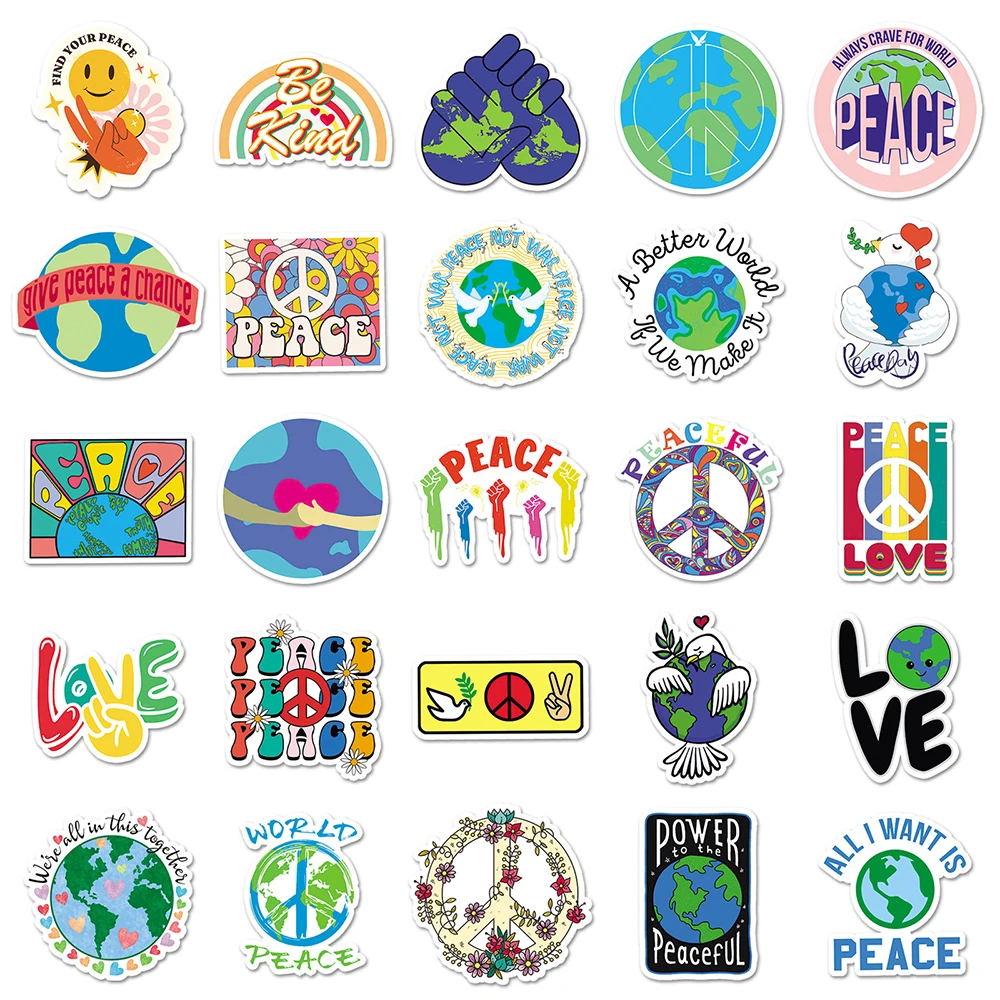 10/30/50 Stück Cartoon Weltfrieden Serie Aufkleber Make Love Not War Aufkleber DIY Wasserflasche Laptop Telefon Niedliche Graffiti Aufkleber Spielzeug