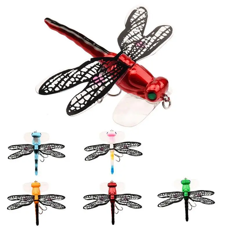 1PC Fishing Bait Lure Hook Weight 6g Length 75mm Life-like Dragonfly Floating Fly Fishing Flies Hairy Hook Insect Lure topwater