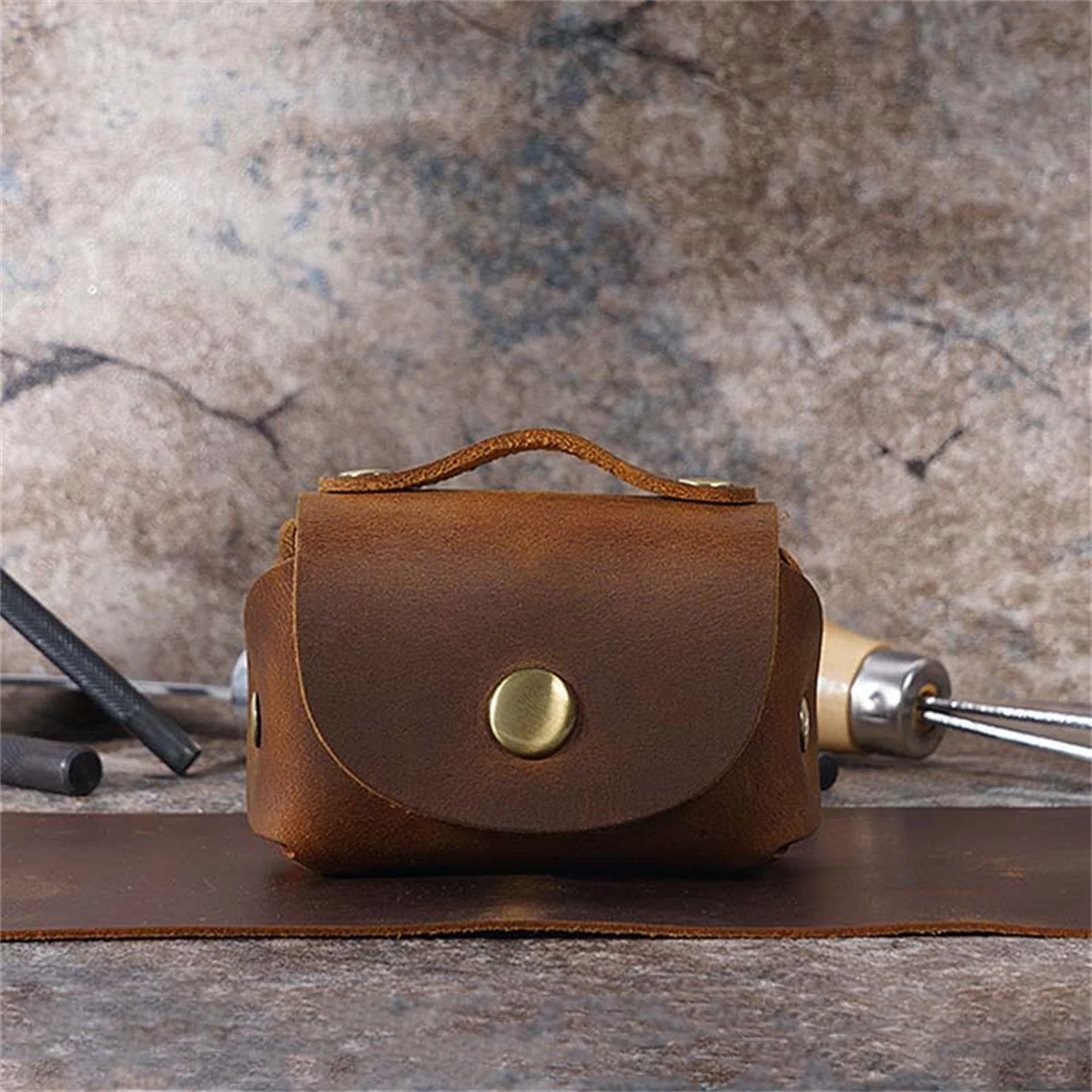 AIGUONIU New Arrivial Portable Small Coin Purse Genuine Leather Storage Bag Vintage And Exquisite Key Wallet For Women & Men