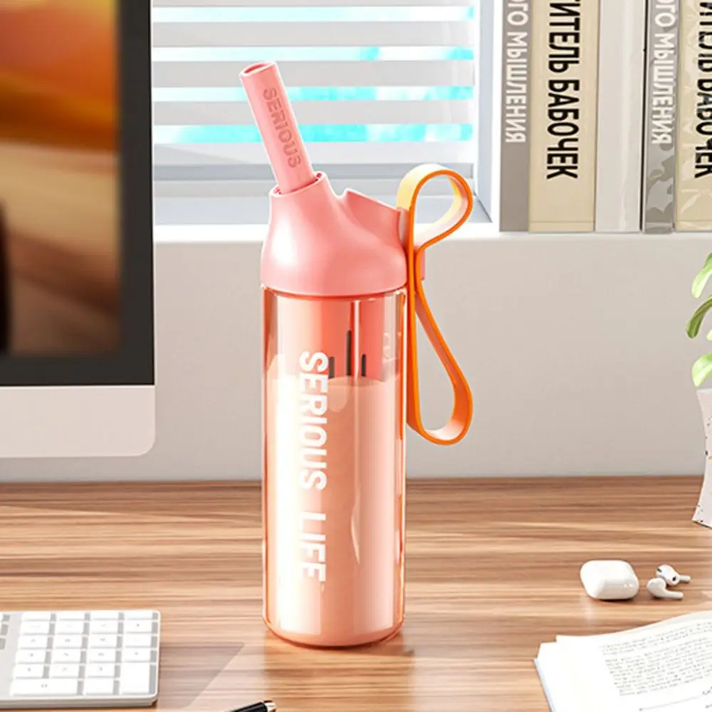 

666/888ml Sport Water Bottle Dustproof Leakproof Portable Drink Bottle Large Capacity Creative Drinking Cup with Straw Travel