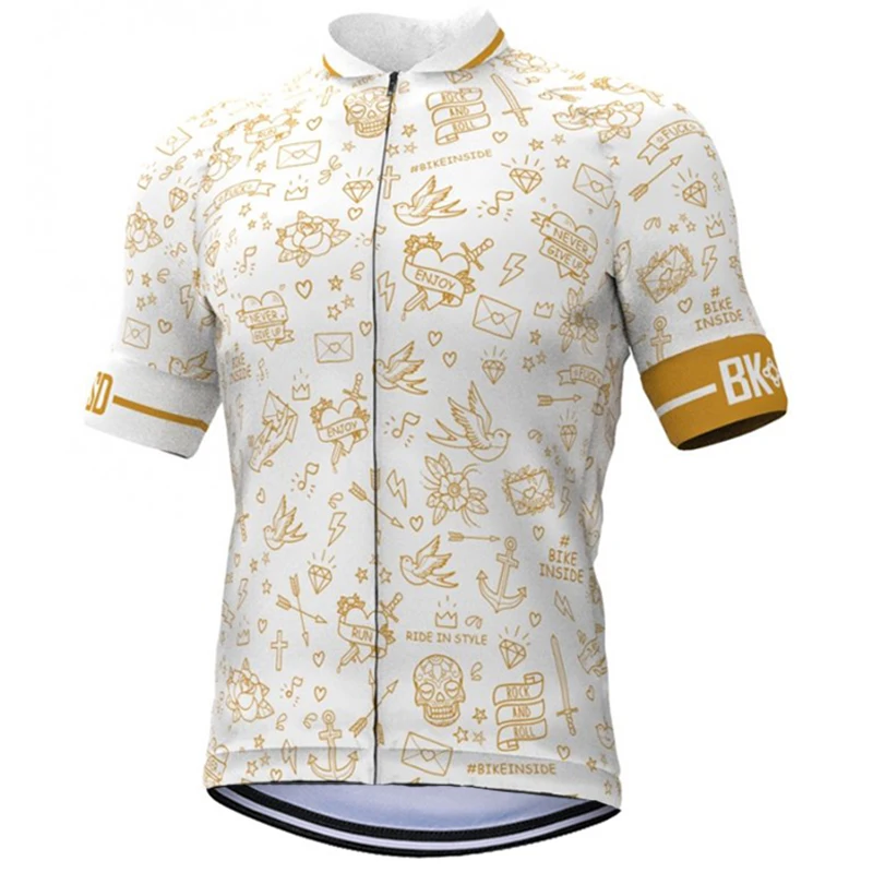 Bike Tattoo Cycling Jersey Short Sleeve Clothing Black White Bicycle Wear Top Shirts Multifunctional Tube Neck Warmer