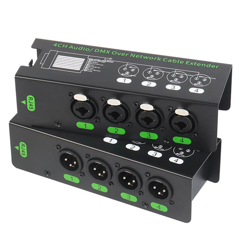 Smart-1Pair 4-Channel 6.5 + 3-Pin XLR Audio/DMX Over Network Cable Extender DMX512 Network Signal Extender 1 Male+1 Female