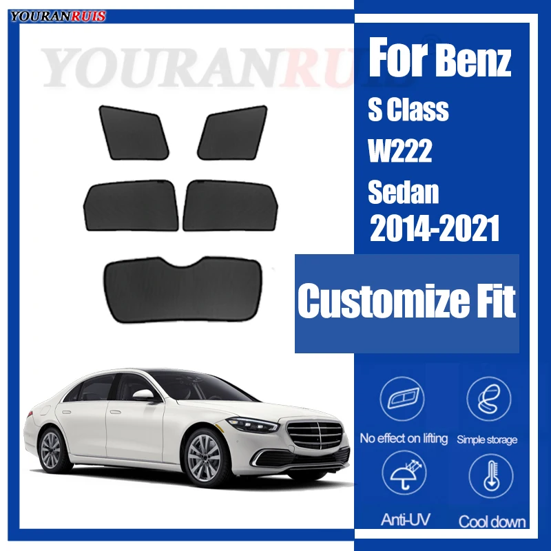 

For Mercedes Benz S Class W222 Sedan 2014-2021 Magnetic Customized Car Windows Sun Shade UV Protection Children Car Curtain Mesh
