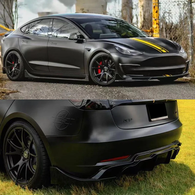 Tunning Gloss Matte Carbon Fiber For Tesla 2016-2023 Model 3 Bumper Lip Rear Lip Side Skirt Car Accessories tools Fast Body Kits