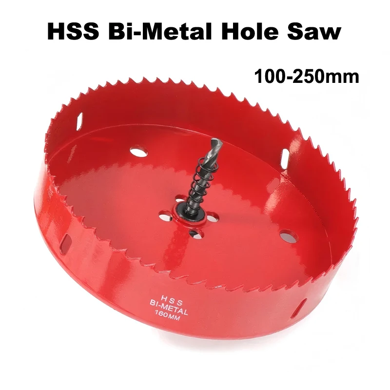 100-250mm M42 HSS Bi-Metal Hole Saw Drill Bit for Timber Plasterboard Plastic Vent Pipe Soft Metal Sheet Cutter Tools Renovation