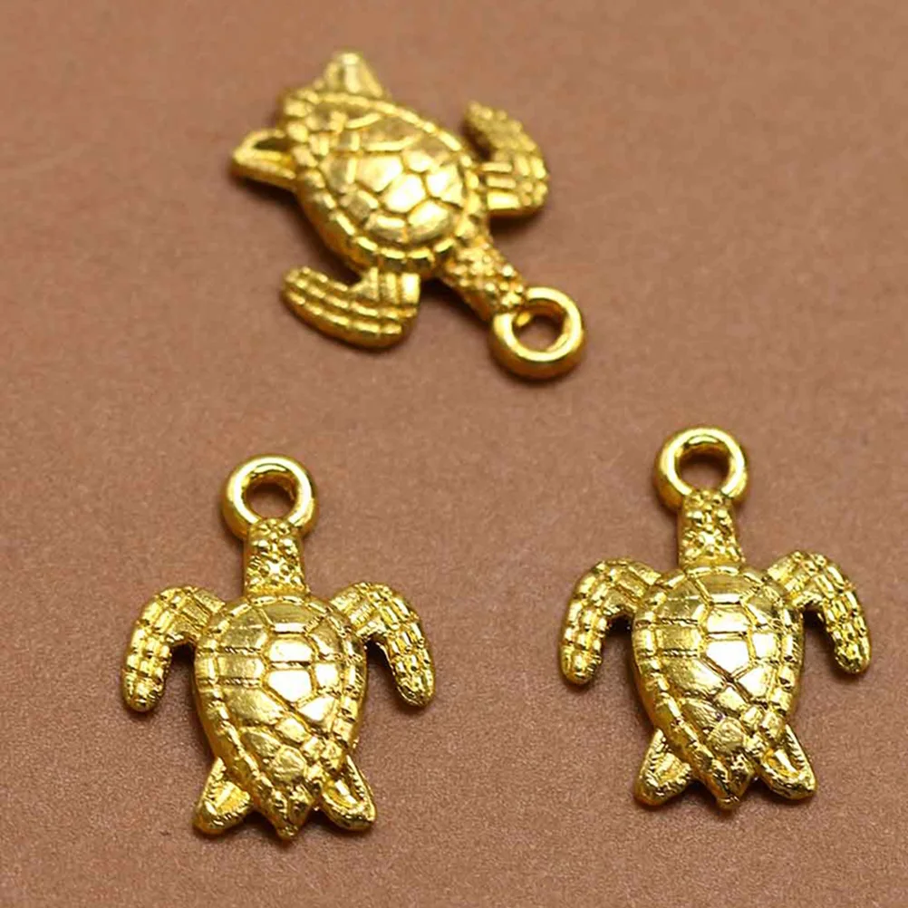 

50 Pcs Golden Turtle Pendant DIY Charms Alloy Sea ​​turtle Jewelry Making Pendants