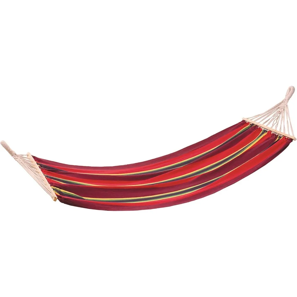 

Soft Cotton Hammock with Hardwood Spreader Bars, Caribbean Colors, Supports 240 lbs