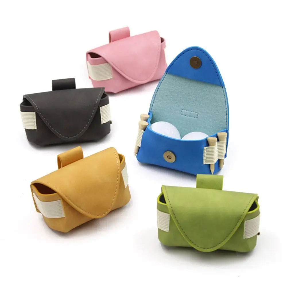 Magnetic Buckle Golf Ball Waist Bag PU Leather Waterproof Golf Belt Bag Mini Storage Case Golf Ball Container Sports Training